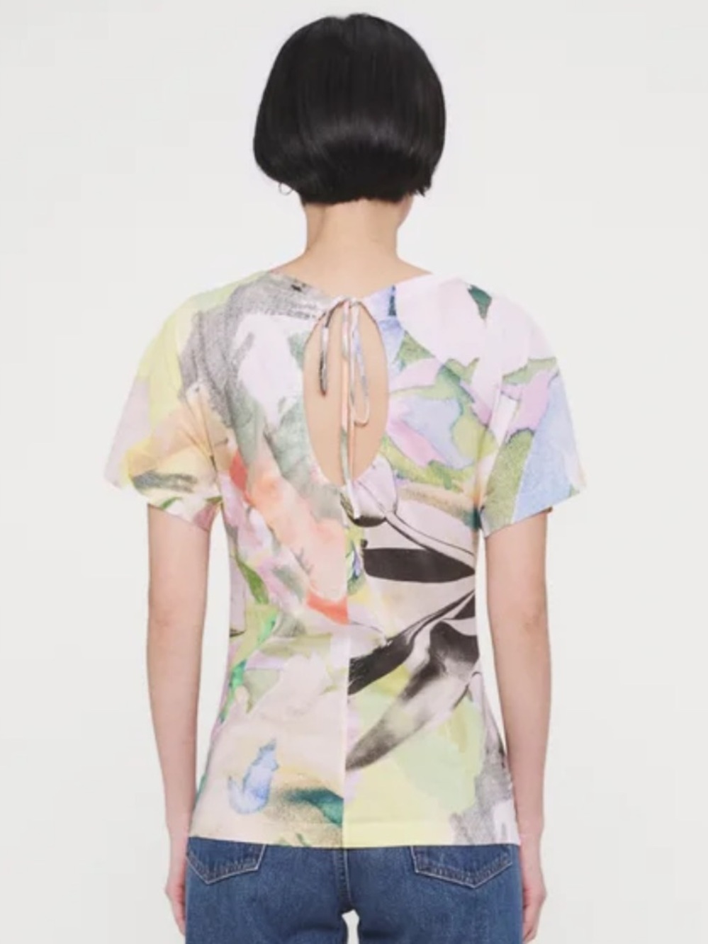 Paul Smith White Multi Floral V-Neck Short Sleeve Top Small - Picture 3 of 9
